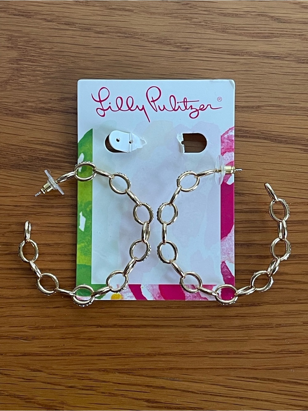 Lilly Pulitzer Island Link Hoop Earrings - Picture 1 of 7